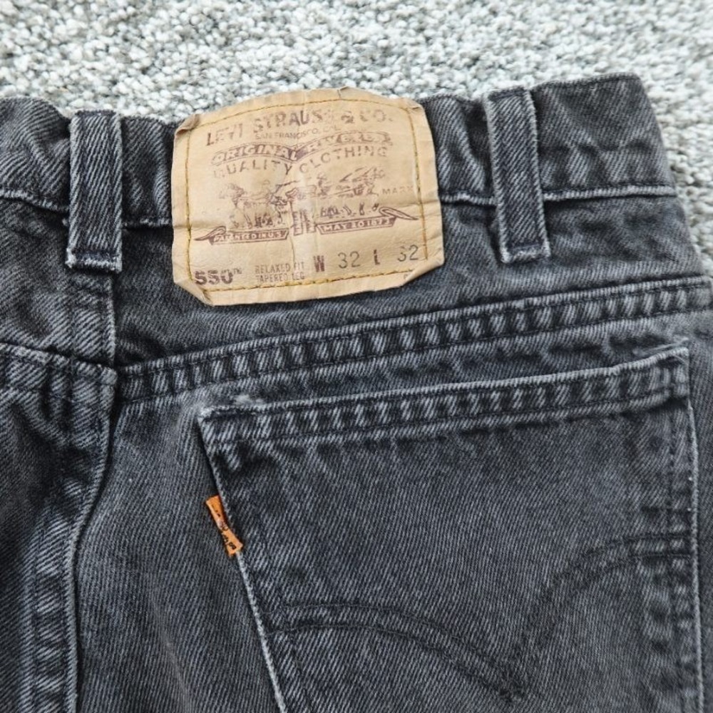 Levis Jeans Mens 30X32 Black Denim Pants 550‎ Relaxed Tapered Orange Tab 90s Y2K